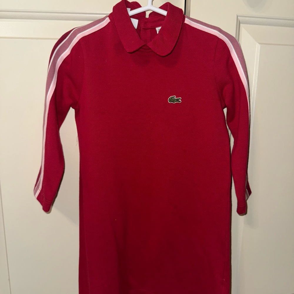Lacoste Red Casual Dress with High Collar